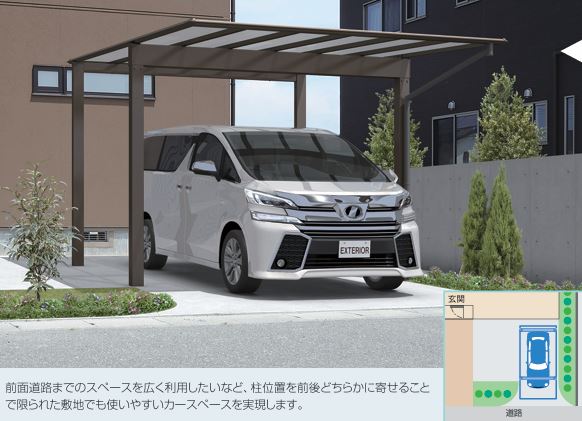 三協アルミ,カーポート,スカイリード,敷地対応力,奥行片寄せ