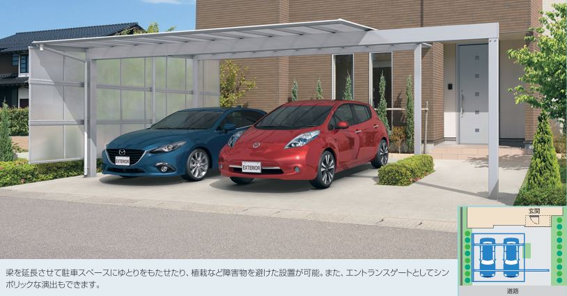 三協アルミ,カーポート,スカイリード,敷地対応力,延長梁